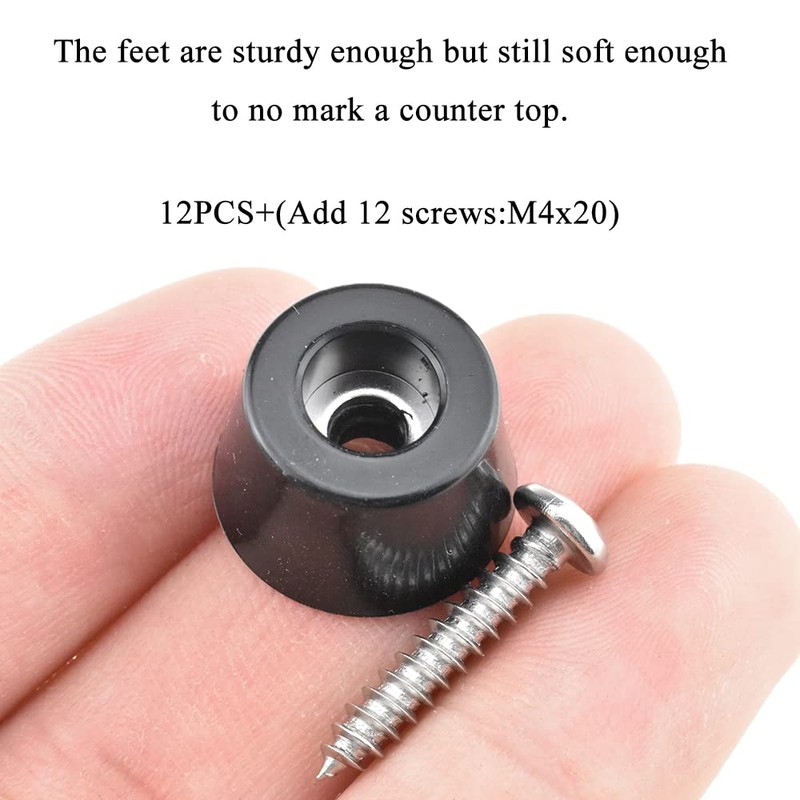 Acoeitl Black Soft Cutting Board Rubber Feet with Metal Screws