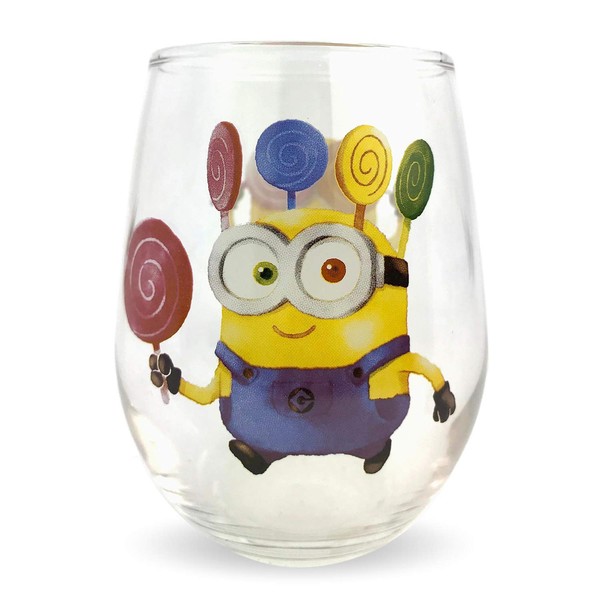 Sunart SAN3353-1 Minions Round Glass Cup Tumbler, 11.2 fl oz (330 ml), Candy Minions Goods, Movies, Tableware, Present, Made in Japan
