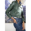 Jild Cropped Leather Jacket Women Lapel Asymmetric Zip Up Moto