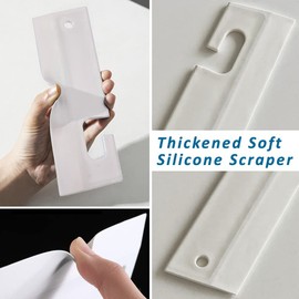 Escobilla de silicona blanca con agujero para colgar, hoja de agua para limpiar encimeras de cocina, fregadero, espejos de ducha de baño, rascador de limpiaparabrisas de coche, herramienta de limpieza flexible de hoja de agua, 2 unidades