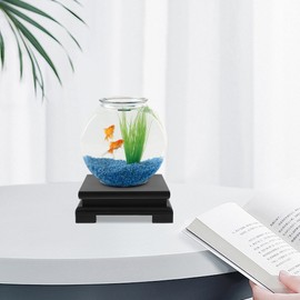 Alipis 1Pc Wooden Square Display Stand Pot Stand Vase Display Risers Teapot Aquarium Lamp Base Ornament Holder Wine Jar Wooden Base (Black)