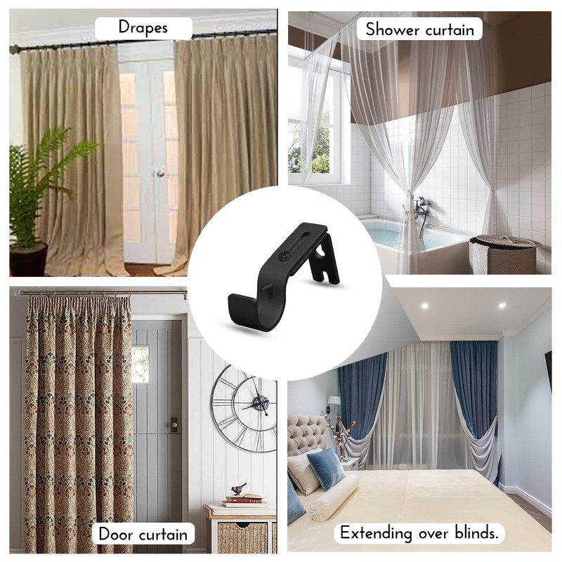 QualityDen Curtain Pole Brackets Adjustable Length of 9 - 12cm