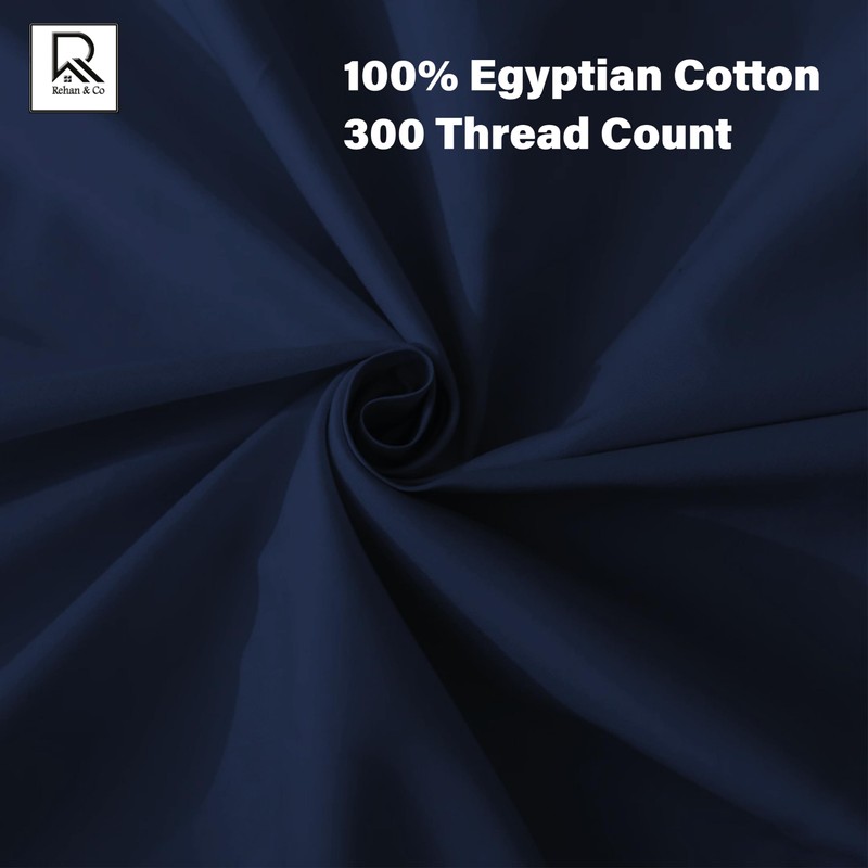 Rehan & Co Single Fitted Sheet Navy 100% Egyptian Cotton