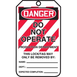 Accuform Lockout Tags, Pack of 5, Danger Do Not Operate Equipment Locked Out by, US Made OSHA Compliant Tags, Temperature & Water Resistant RP-Plastic, 5.75" x 3.25", MLT409PTM