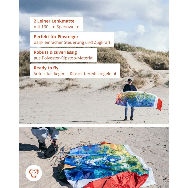 Skymonkey Airtwister 1.3 Parafoil Kite incl. Carrying Bag and Flight