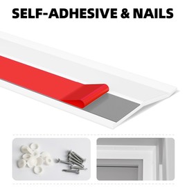 Elvone Garage Door Seal Top and Sides, 20 FT Universal TPE Weather Stripping Trim Weatherproofing Seals with Nails and Lids in White