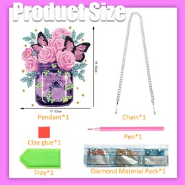 GZYYANG Diamond Painting Pendant, 5D Diamond Painting Window Pictures with Chain, Wall Decorations for Windows