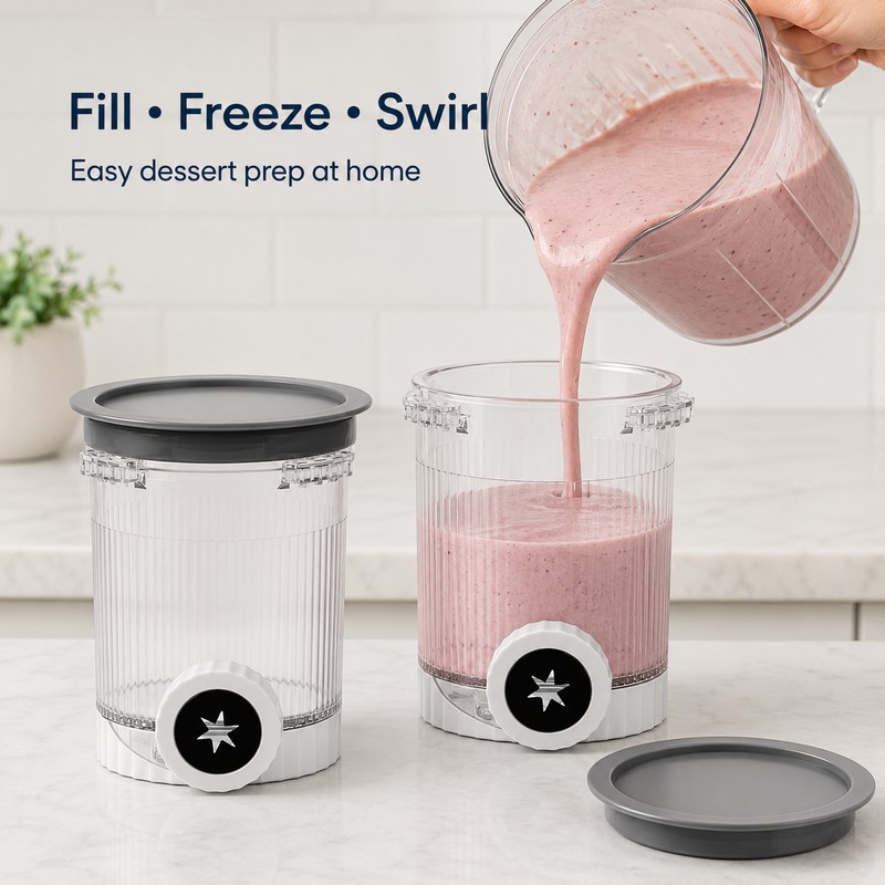 Replacement Pint Containers & Lids Compatible with Ninja Swirl CREAMi
