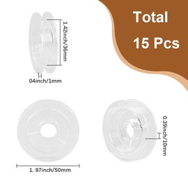 SUNNYCLUE 15Pcs 50 x 10mm Empty Spool Flat Plastic Spools White Wire Flat Embroidery Thread Weaving Organizer String Holder Bobbin for Sewing Stitching Crochet Needle Yarn DIY Supplies Women Adults