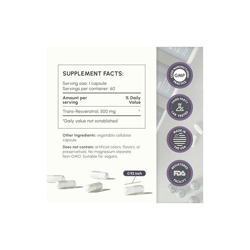 partiQlar Trans-Resveratrol 500mg Complex - Cellular Longevity, 60 Caps