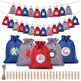 FIVAVA Advent Calendar for Filling 2023 for Children Women Large 24 Pieces 13 x 18 cm Christmas Calendar Advent Calendar Fill Yourself Advent Calendar Bags Christmas Decoration Bags for Christmas