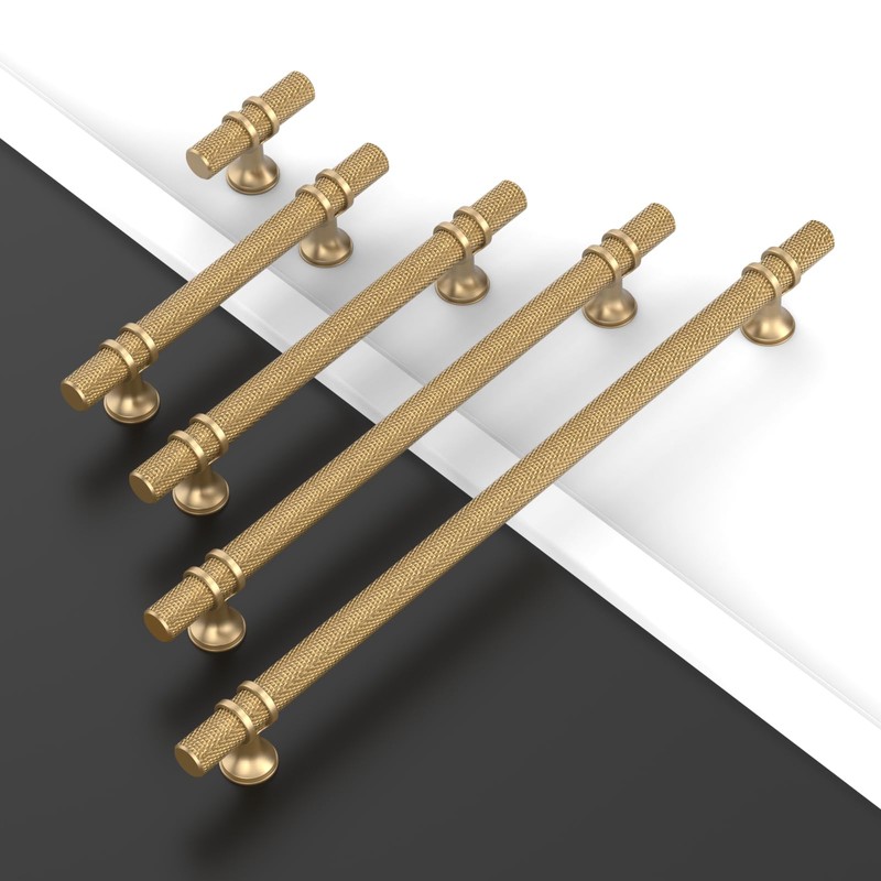 Coinkoly 10 Pack Champagne Bronze Knurled Cabinet Knobs for Dresser