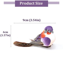 12 Pieces Artificial Birds on Clips Decorative Little Birds Feather Foam Birds Christmas Tree Decoration Craft Bird Ornaments Colorful