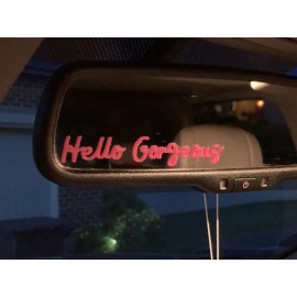LBC Vinyl Rear View Mirror Home Sticker "Hey Handsome, Drive Safe!" Etched