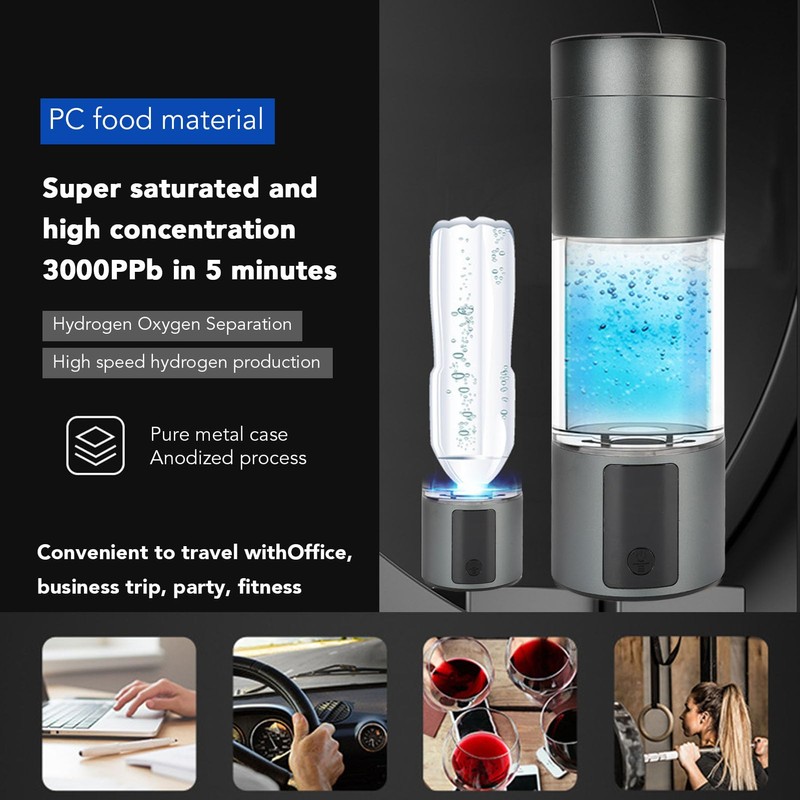 280ml Hydrogen Water Bottle Generator, SPE PEM Technology Hydrogen Water