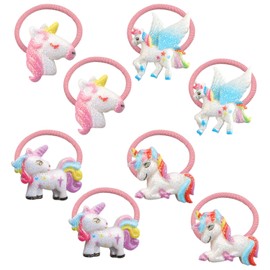 4 Pairs Of Cartoon Hair Rings, Children'S Elastic Headband, Cute Ponytail Headband, And Girls' Hair Accessories.