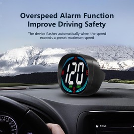 AZIJYV GPS Speedometer,Speedometer for Car,Heads Up Display for Cars H2,Universal HUD Speedometer with USB Connection,Plug and Play,Displays MPH,Compass,Over Speed Alert,for All Vehicles