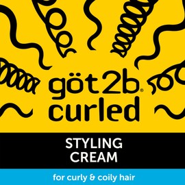 göt2b Curled Styling Cream, 6oz, for type 3-4, curly & coily hair, good for curls that crave intense moisture, tames frizz, soft feel
