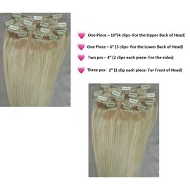 Hair Faux You 24" Clip in Hair Extensions Real Human Hair 100g Clip on for Full Head 7 pieces, 14 clips, Silky Straight Weft Remy Hair Color #60 White Blonde (NOT the very Pale Blonde)