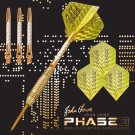 Unicorn World Champion Phase 3|John Lowe|Steel Tip Darts, Gold, 21 G EU