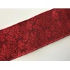 Christmas Ribbon, Cranberry Red Sparkle, 4 Inches Wide, Wired Edge,