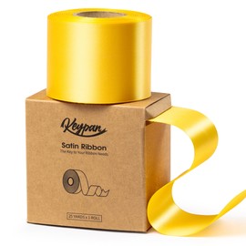 Keypan Yellow Ribbon 2.5 Inch Double-Faced Satin Ribbons 25 Yards for Crafts Gift Wrapping Flower Bouquet Wedding Paper Holiday Decorating