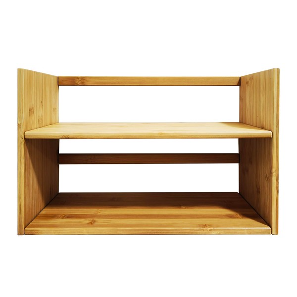 EHIOR 2-Tier Bamboo Desktop Shelf Organizer 16″ x 10″ Wooden