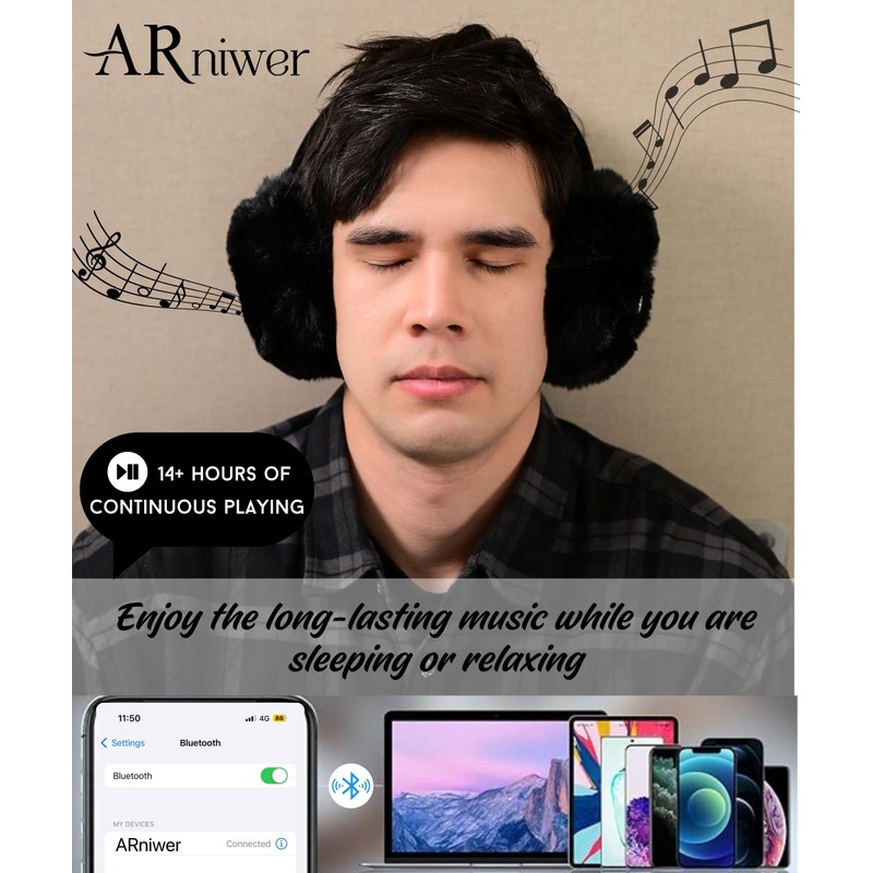 ARniwer Bluetooth Music Soft Warm Earmuffs Wireless Bluetooth speaker Suitable