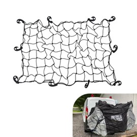 Diamall 1 PC Elastic Cargo Net, 3.94Ft x 2.62Ft Trunk Storage Net with 10 Hooks, Adjustable Heavy Duty Roof Rack Net for Secure Carrying on Roof Luggage Rack, Compatible with Cars Vans Boats (Black)