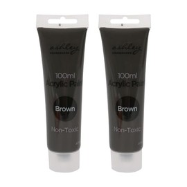 2x Acrylic Paints - 100ml - Brown - Professional Artist Art Craft Painting Supplies for Canvas Wood Glass Fabric Paper Clay Ceramic - By Ashley