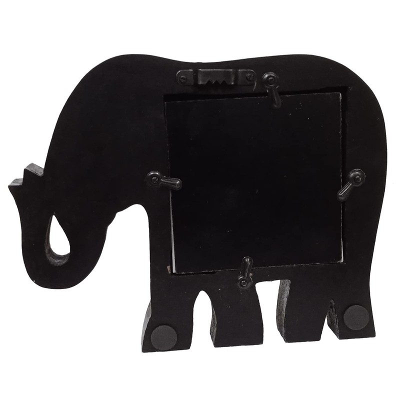 Purpledip Artistic Photoframe Wooden Elephant Shaped for 4x4 inch photo