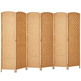 Rose Home Fashion RHF 6 ft.Tall-15.7" Wide Diamond Weave Fiber 6 Panels Room Divide, Room Dividers /6 Panels Screen Folding Privacy Partition Wall Room Divider Freestanding 6 Panel, Light Beige