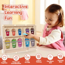 Adena Montessori Magnetic Color & Number Maze - Montessori Wooden Color Matching Learning Counting Puzzle Board