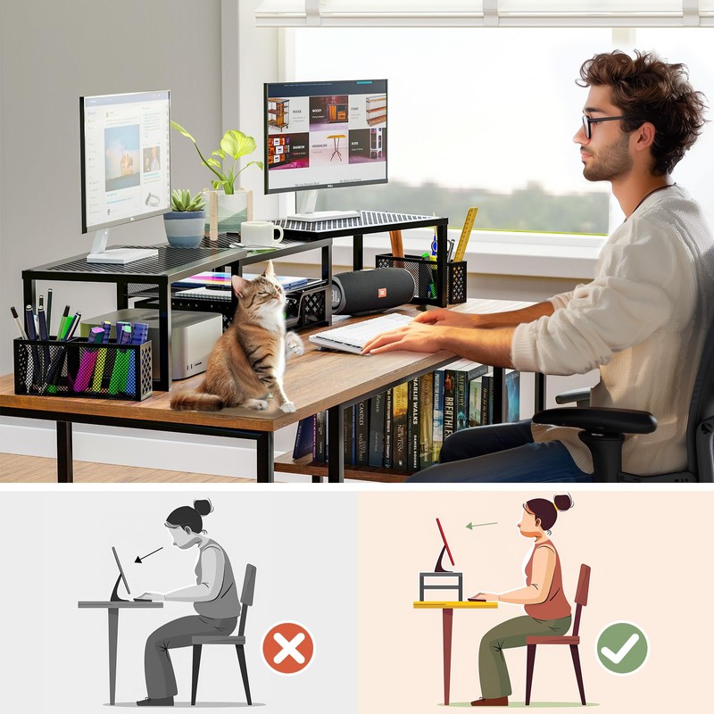Simple Trending Monitor Stand Riser, Adjustable Angle Computer Desk Organizer