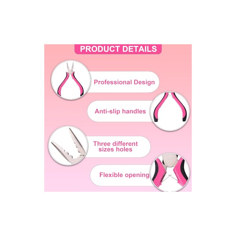 3Pcs Professional Nano Hair Extension Tools Kit – Includes 1