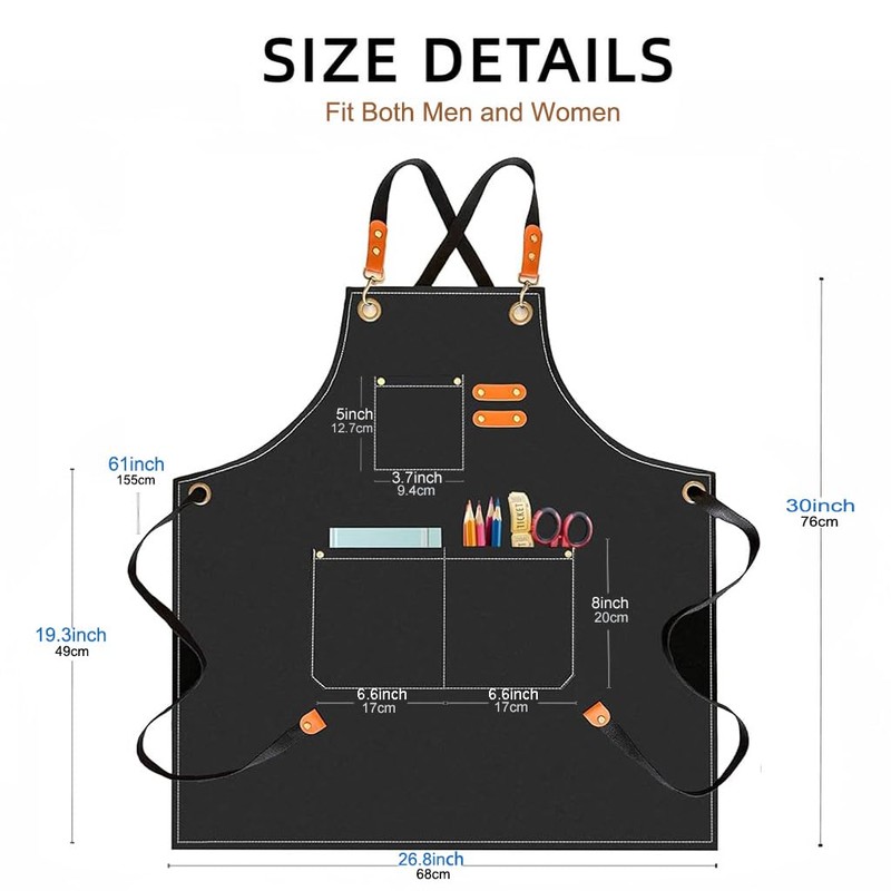 ursapela Canvas Work Apron for Men Women with 3 Pockets