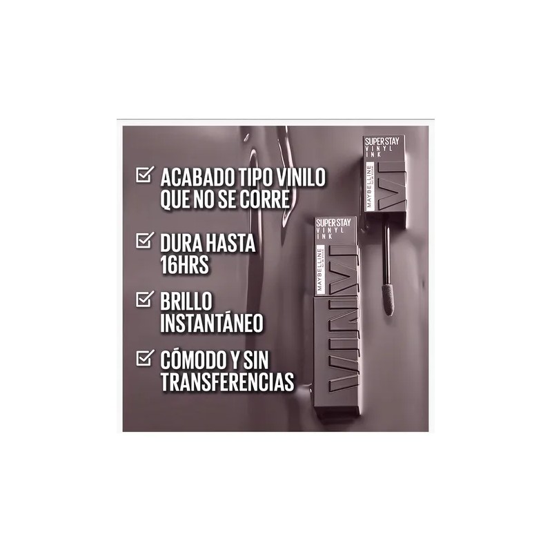 Labial Líquido Maybelline Superstay Vinyl Ink Acabado Brillante Color Charged