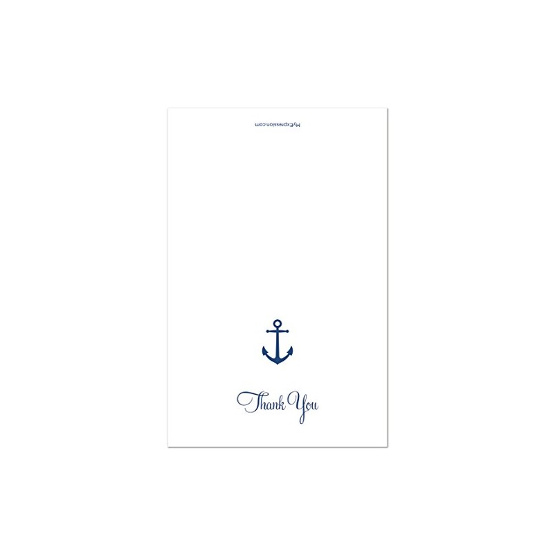 MyExpression.com 50 Cnt Simple Navy Anchor Nautical Thank You Cards