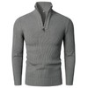 HOOD CREW Men’s Long Sleeve Jumper Causal Tops Fall Stand Collar Zipper Pullovers Grey