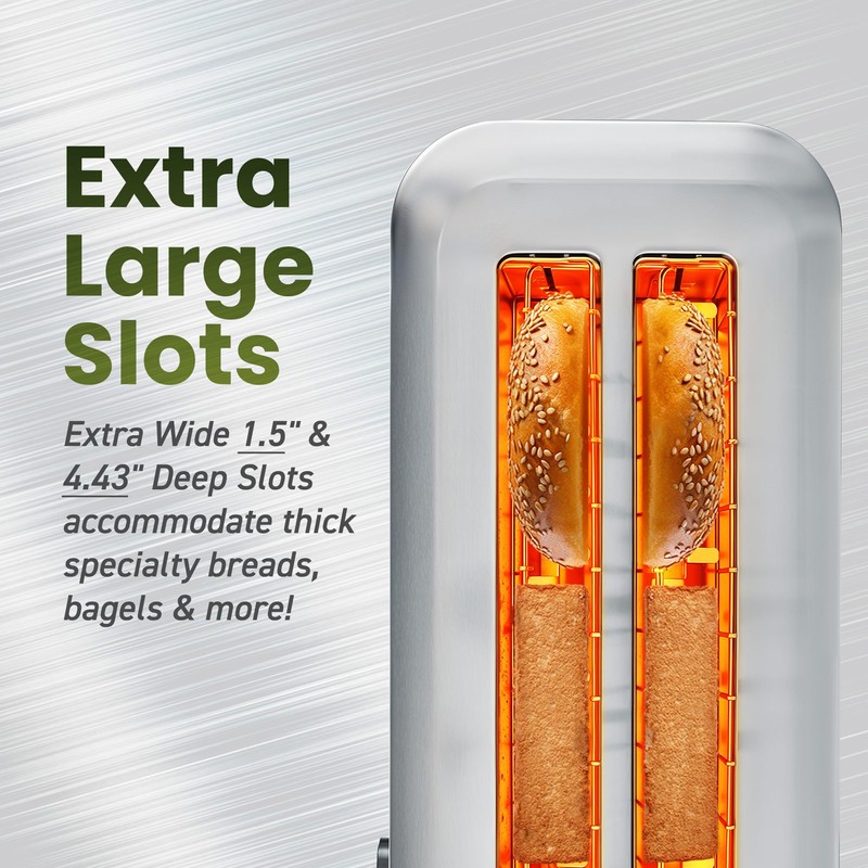 Elite Gourmet ECT3401 Long Slot 4 Slice Toaster, 1.5” Slot