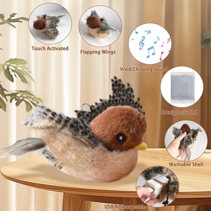 MeiXtrude Flying Bird Cat Toy, Flapping Wings Remote Control Interactive