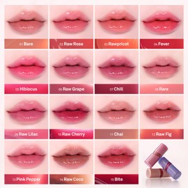 HINCE HINCE Raw Glow Gel Tint - Glossy Dewy Lip Tint, Non-Sticky & Long Wearing Lip Gloss for Natural Glass Glow, Moisturizing Liquid Lipstick, Vegan, 0.13 fl.oz. (RAW ROSE, 02)