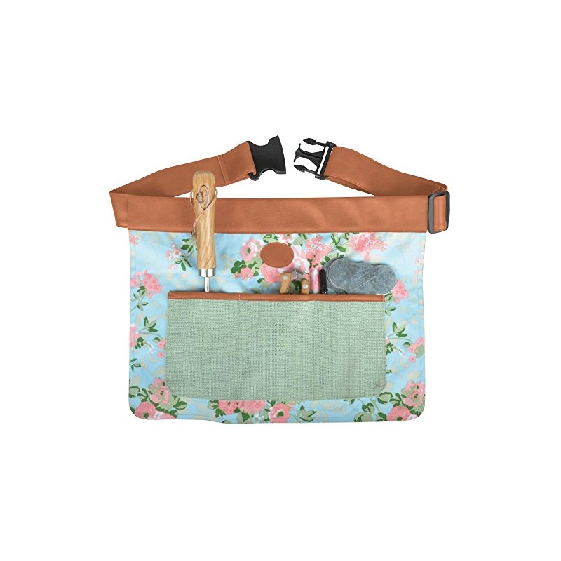Floral Outdoor Gardening Tool Belt Adjustable Durable 4 Pockets Waist