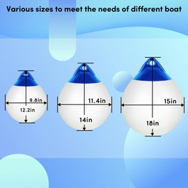 12inch Boat Mooring Buoy 2Pack,Round Boat Fenders Ball Boat Buoy Ball,Inflatable Boat Fenders Dock Bumper Ball Anchor Buoy Mooring Ball Suitable for Yachts Marinas Sailboats Ski Boats(White/Blue)