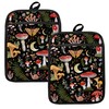 HUGANE Mushroom Oven Mitts Set, Vintage Mushroom Moth Botanical Floral