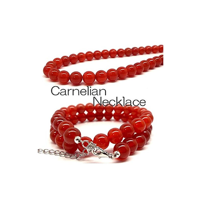 [SION] Natural Stone Necklace, Carnelian Red Agate, Approx. 0.2 inches