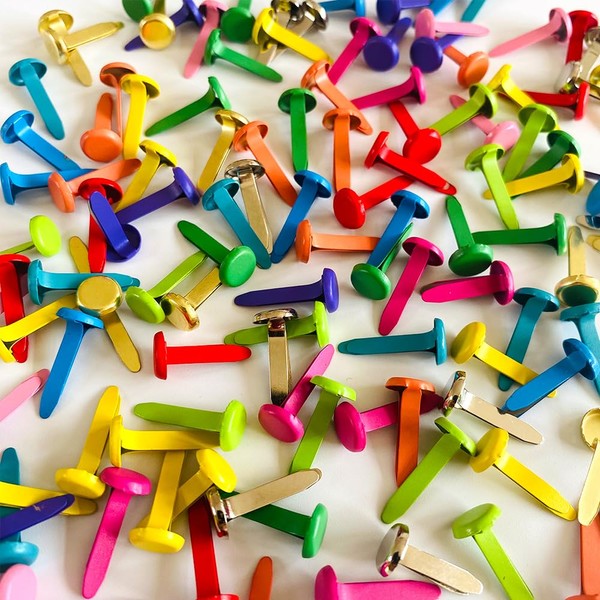 120 Pcs Multicolor Metal Brads for Paper Crafts, 8 x
