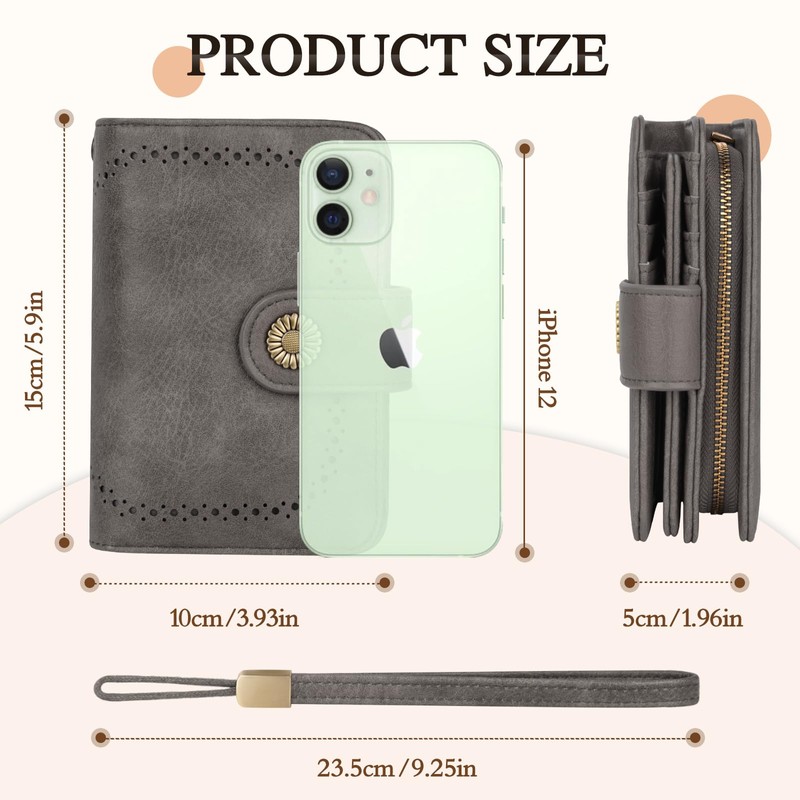 TEUEN Women's Large Capacity PU Leather Vintage Purse Wallet with