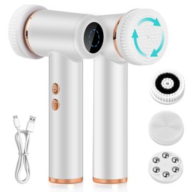 Electric Face Brush, IPX6 Waterproof Facial Cleansing Brush with 4 Brush Heads and 5 Level Adjustment, Suitable for All Skin Types, Removes Pore-Clogging Dirt and Peeling