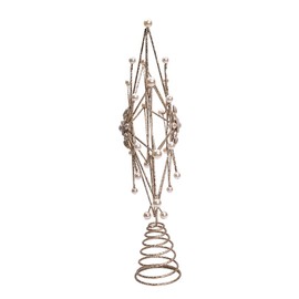 Kurt Adler 14-inch Metal Gold & Pearl Snowflake Treetop